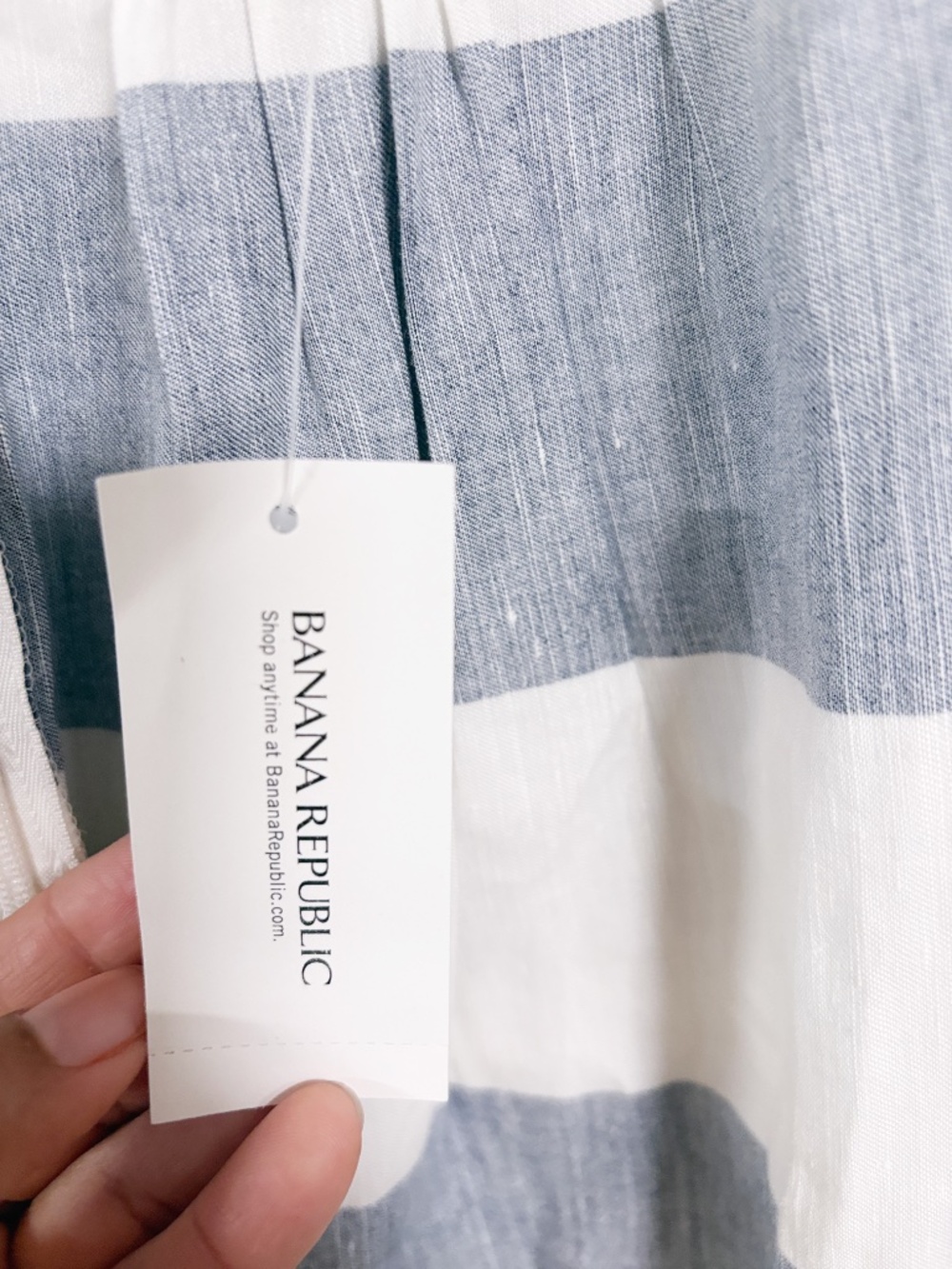 Banana Republic Women’s 8 Navy White Striped Linen Skirt Nautical Quiet Luxury - Picture 6 of 11